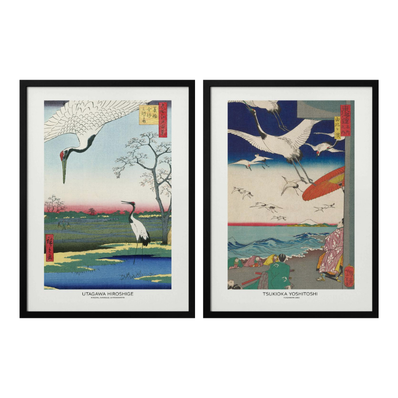 Set de cuadros "Cranes Over Water"