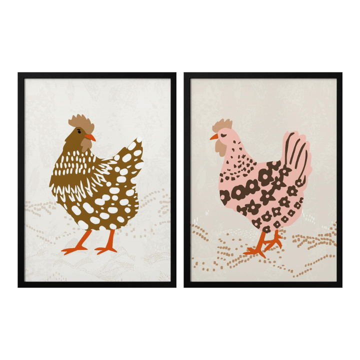 Set de cuadros "Hens on the grass"