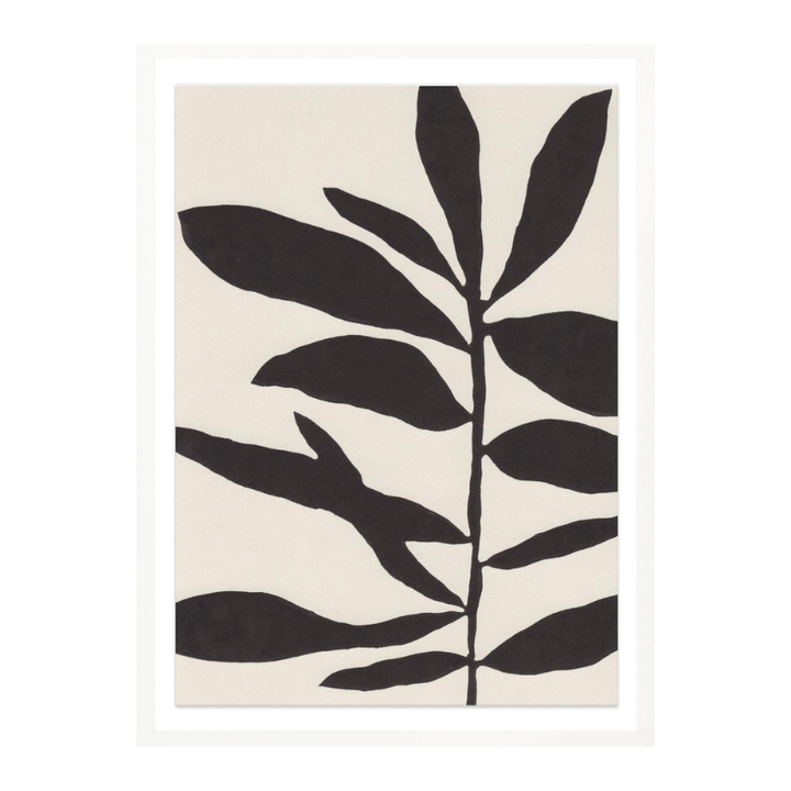 Linocut Branch #3 : Black a White Art Print