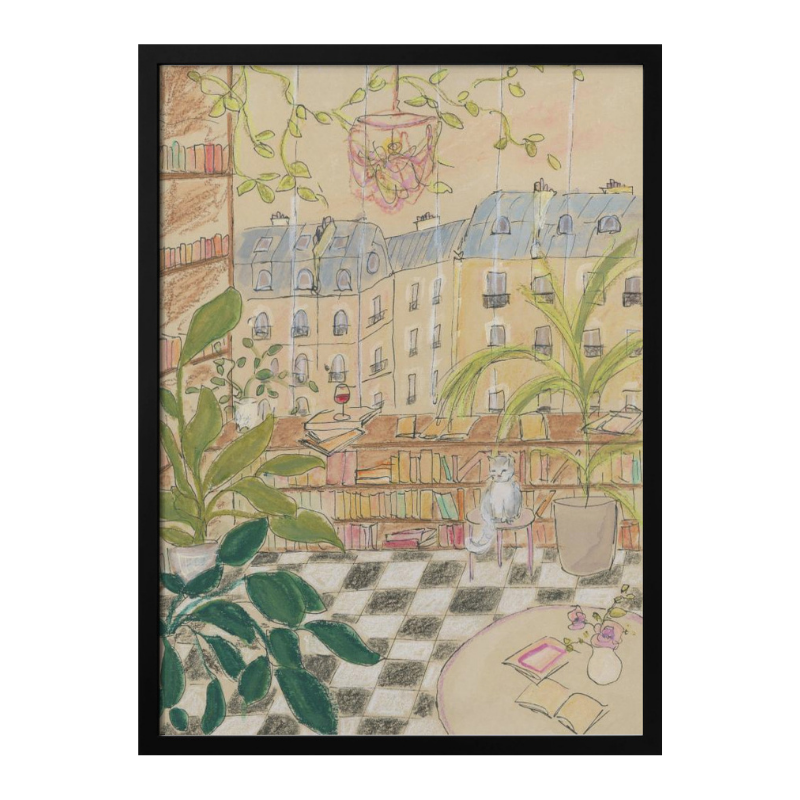 Cuadro "Antique Parisian Book Store Cat"