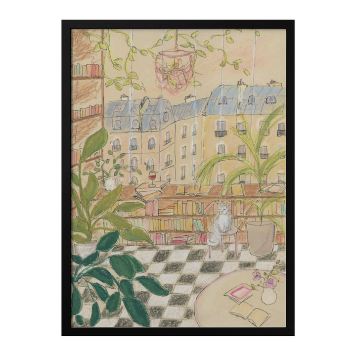 Cuadro "Antique Parisian Book Store Cat"
