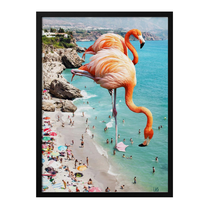 Flamingos On the Beach Art Print