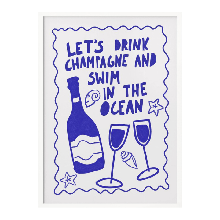 Champagne by the ocean Art Print