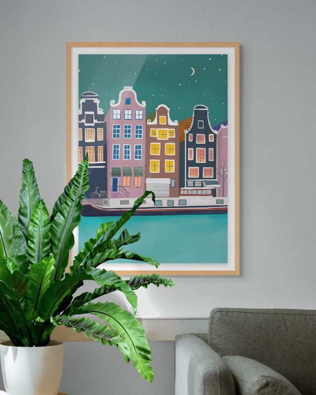 Amsterdam by night Art Print