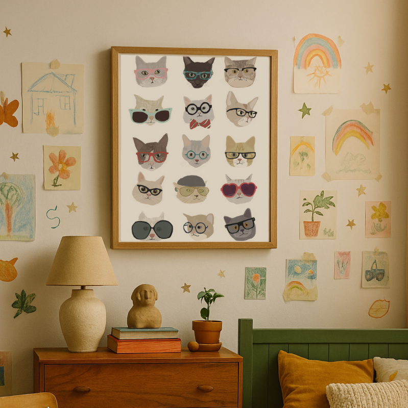 Cats With Glasses Art Print