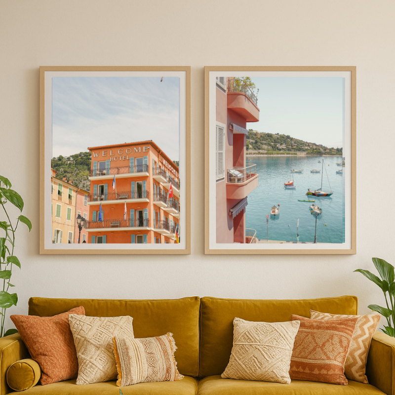 Set de cuadros "French Riviera Glow"
