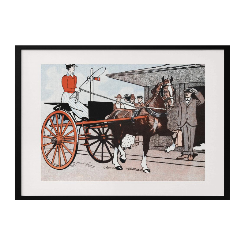 Woman In a Horse Carriage Art Print