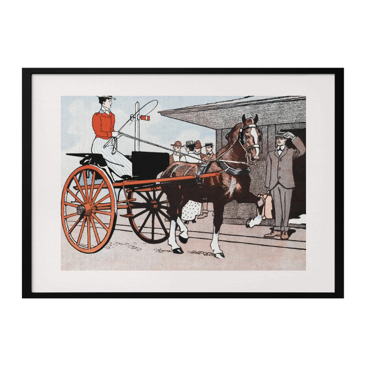 Woman In a Horse Carriage Art Print