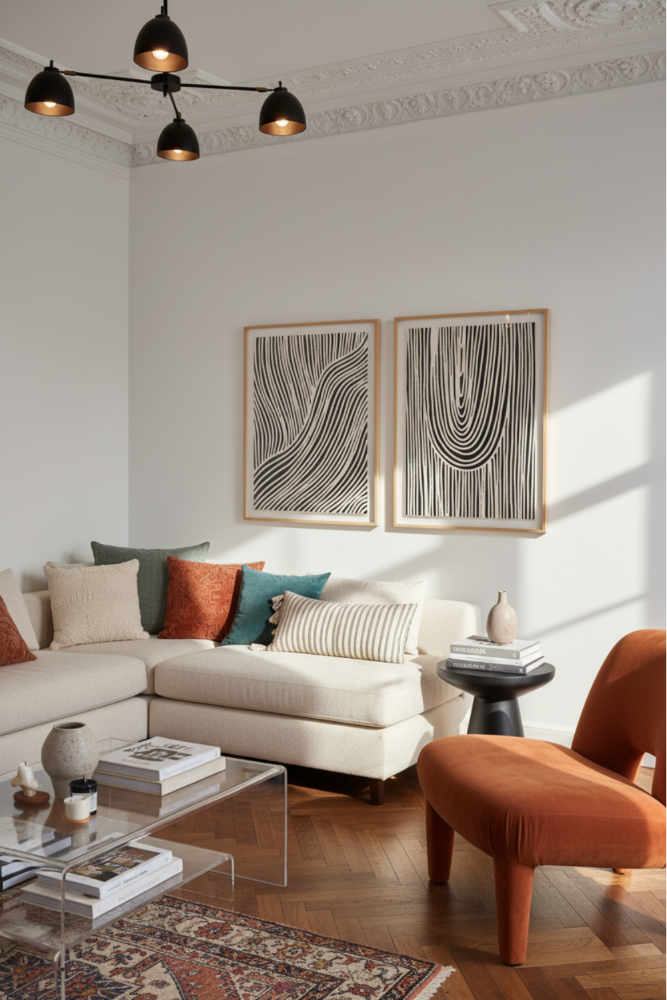 Set de cuadros "Beige Wave Pattern"