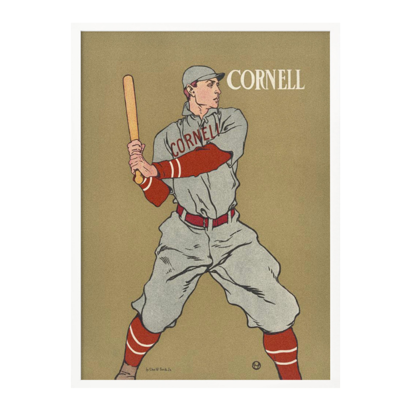 Vintage Drawing of a Baseball Player Holding a Bat Art Print