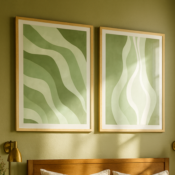 Set  de cuadros "Green waves"