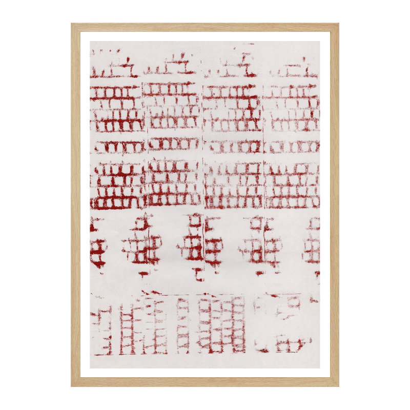 Cuadro "Distressed Red Grid"
