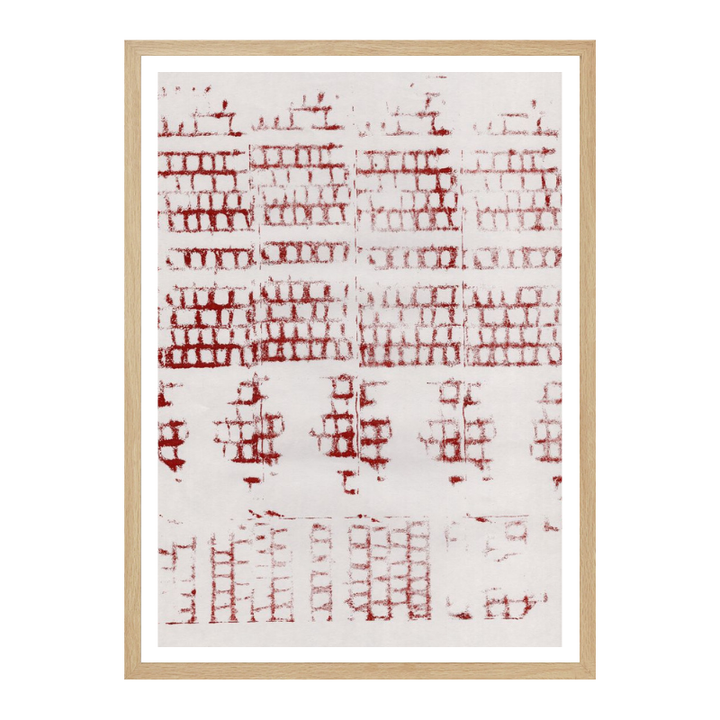 Cuadro "Distressed Red Grid"