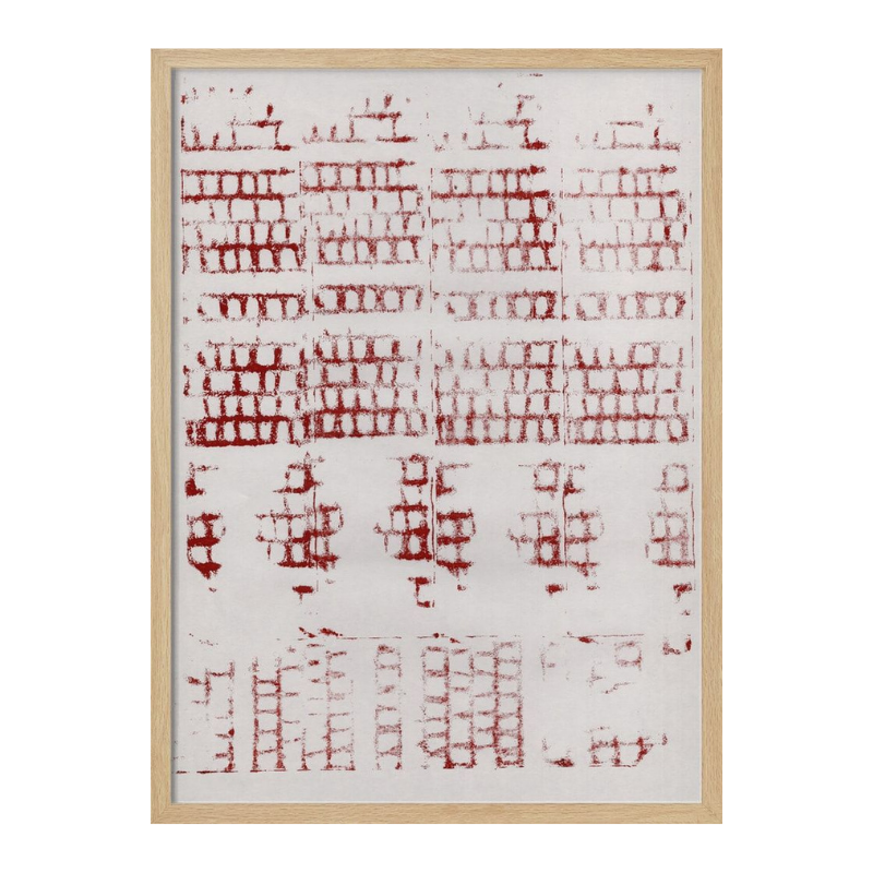 Cuadro "Distressed Red Grid"