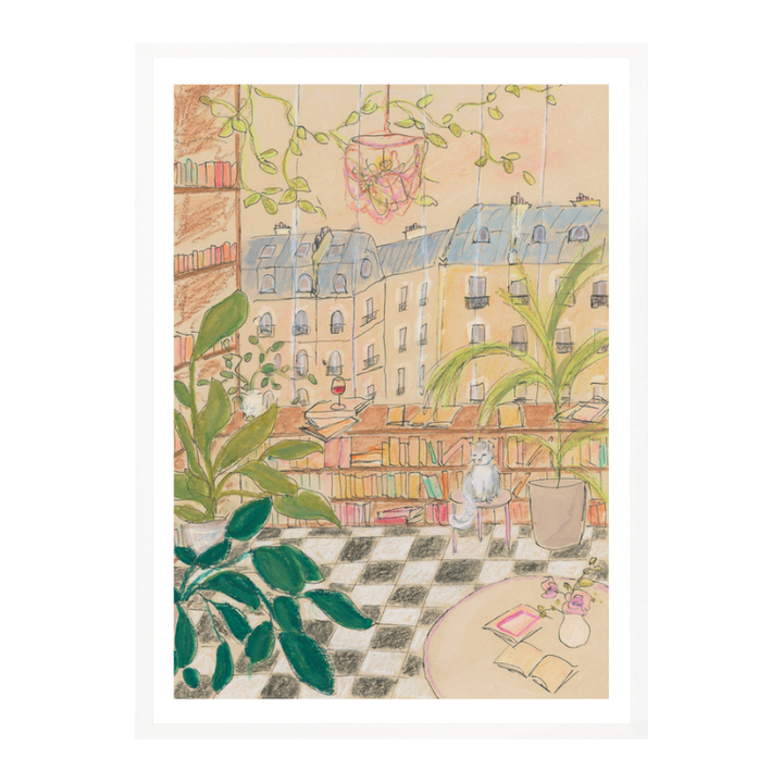 Cuadro "Antique Parisian Book Store Cat"