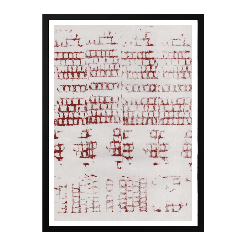 Cuadro "Distressed Red Grid"
