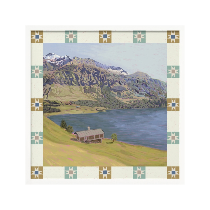 Cuadro "Mountain Lake Cabin View"
