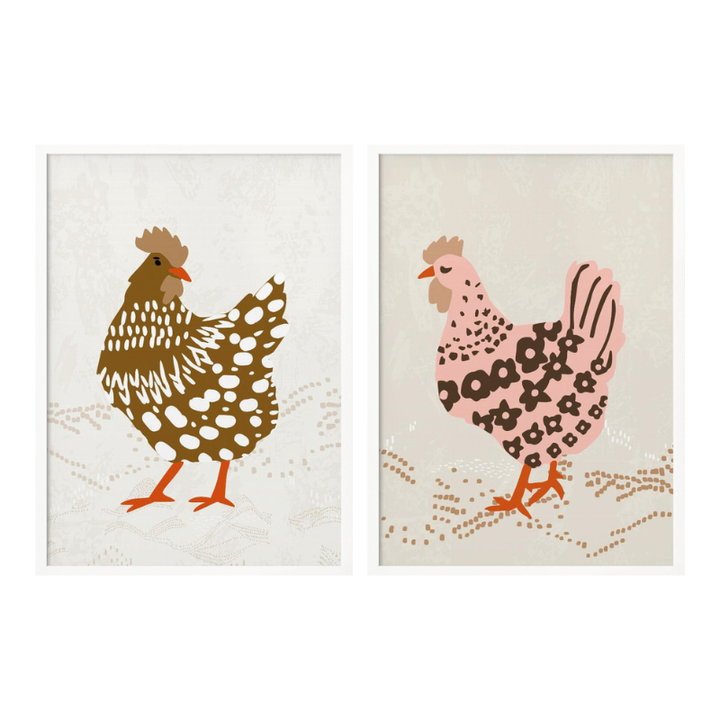 Set de cuadros "Hens on the grass"