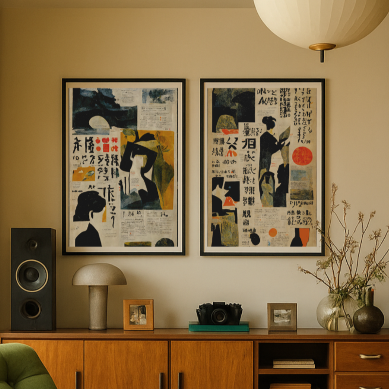 Set de cuadros "Japanese Newspaper"