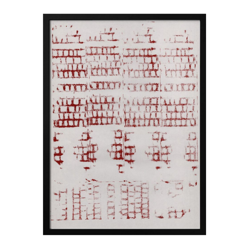 Cuadro "Distressed Red Grid"