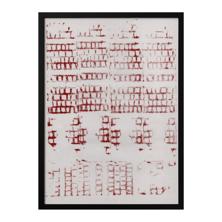 Cuadro "Distressed Red Grid"