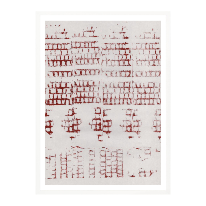 Cuadro "Distressed Red Grid"
