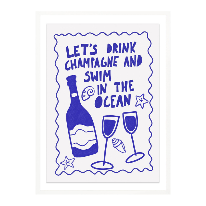 Champagne by the ocean Art Print