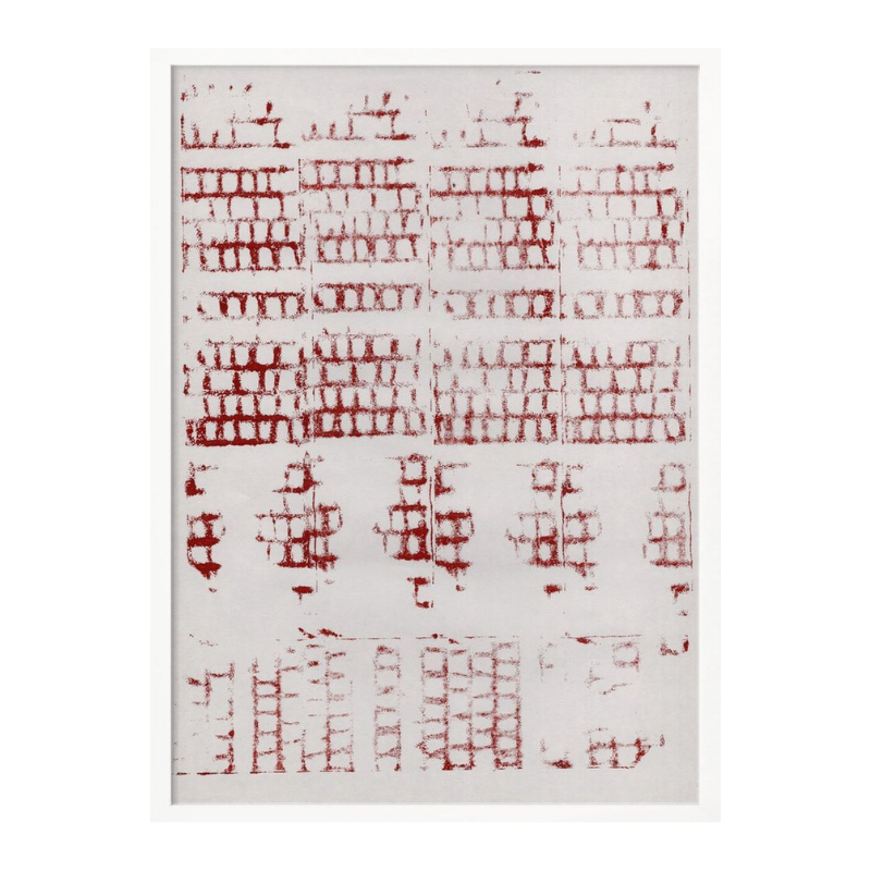 Cuadro "Distressed Red Grid"