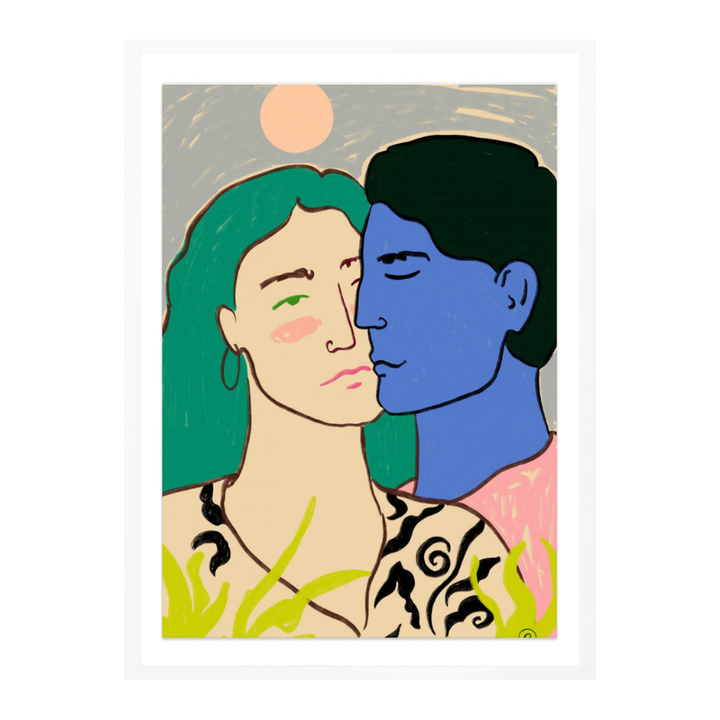 Lovers Under the Moon Art Print