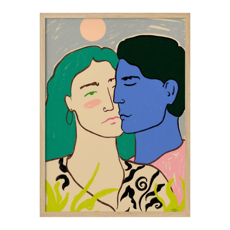 Lovers Under the Moon Art Print