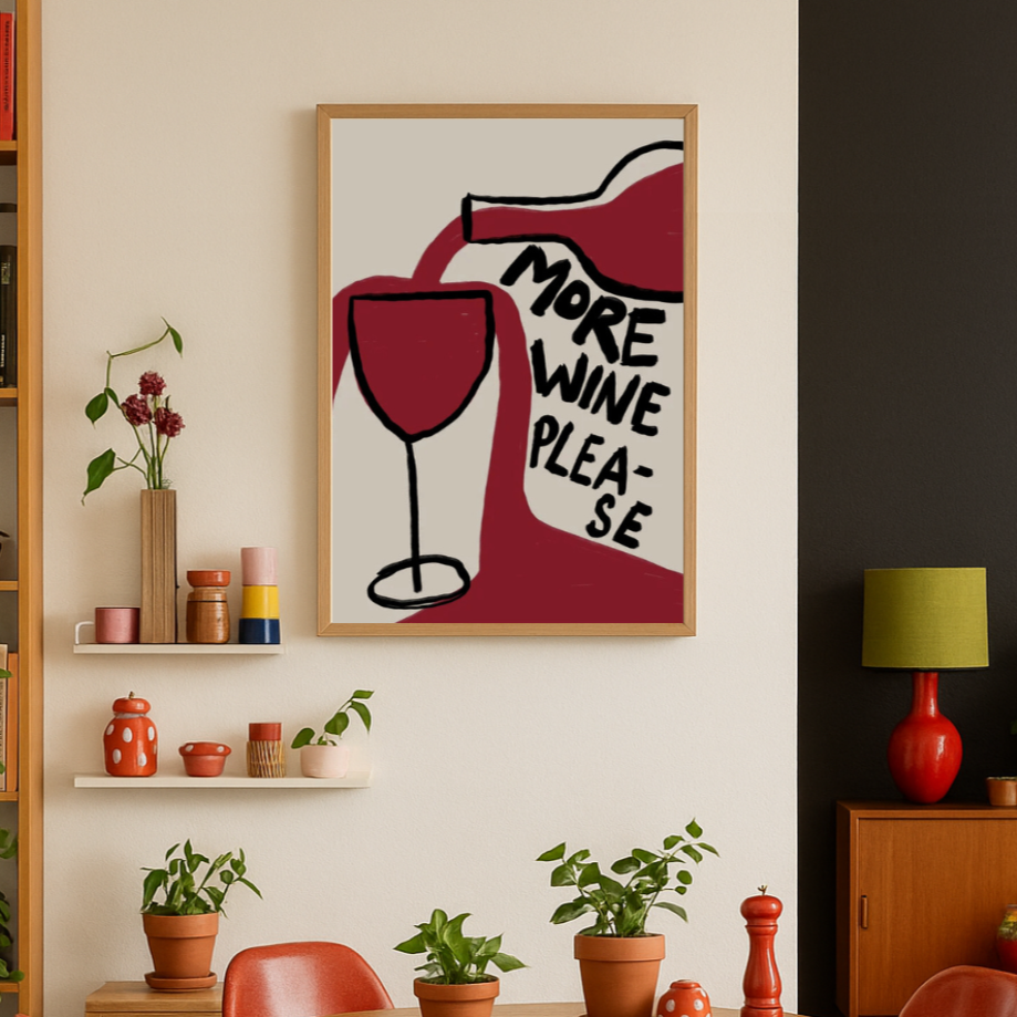 Cuadro "More Wine Please"