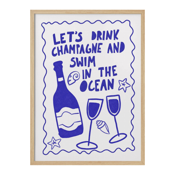 Champagne by the ocean Art Print