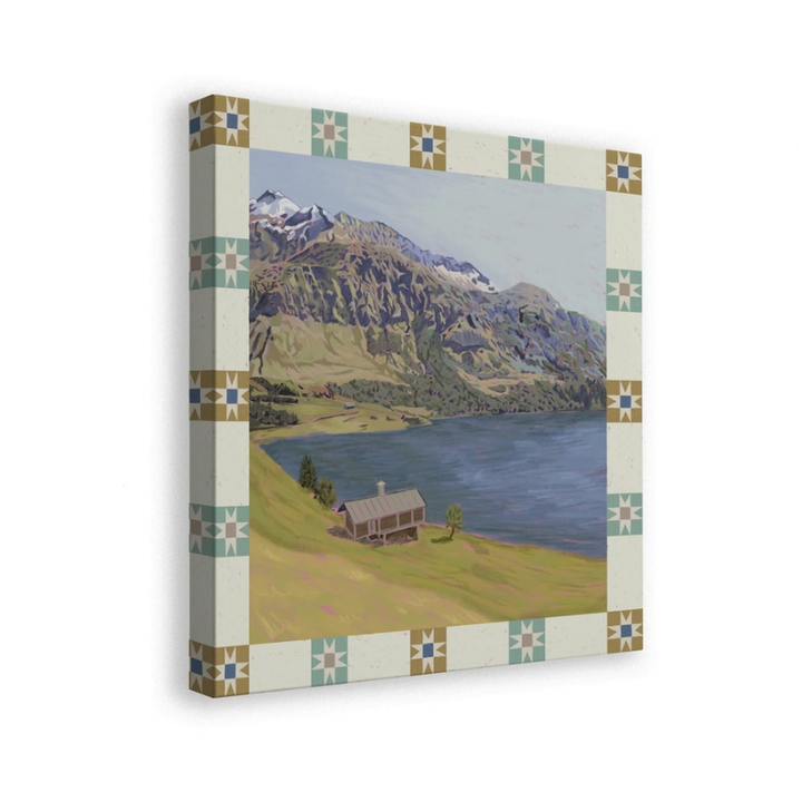 Cuadro "Mountain Lake Cabin View"