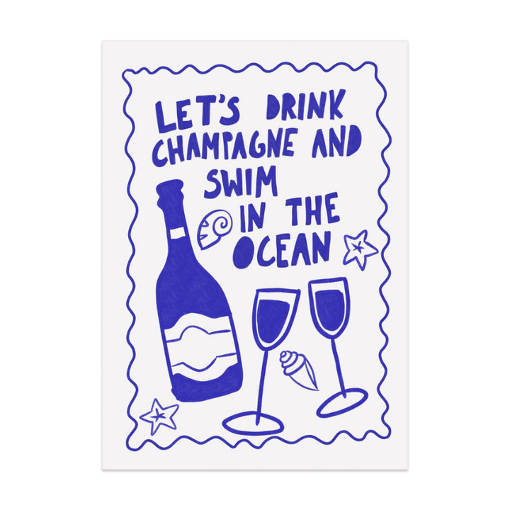 Champagne by the ocean Art Print