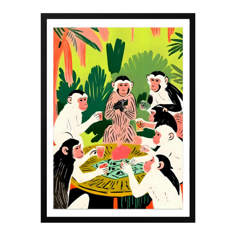 Monkey Poker a Royal Flush Art Print