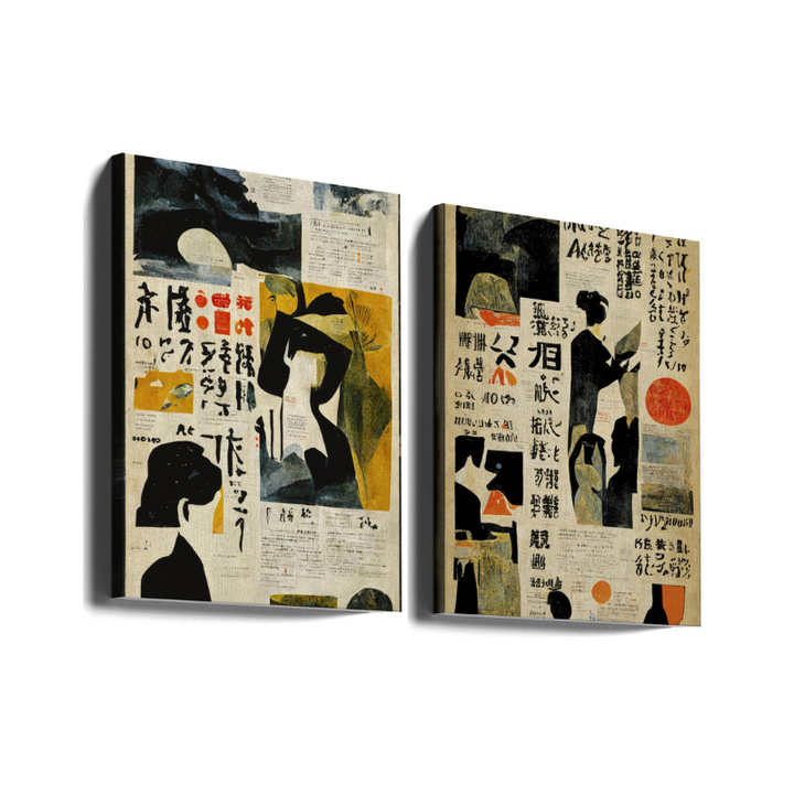 Set de cuadros "Japanese Newspaper"