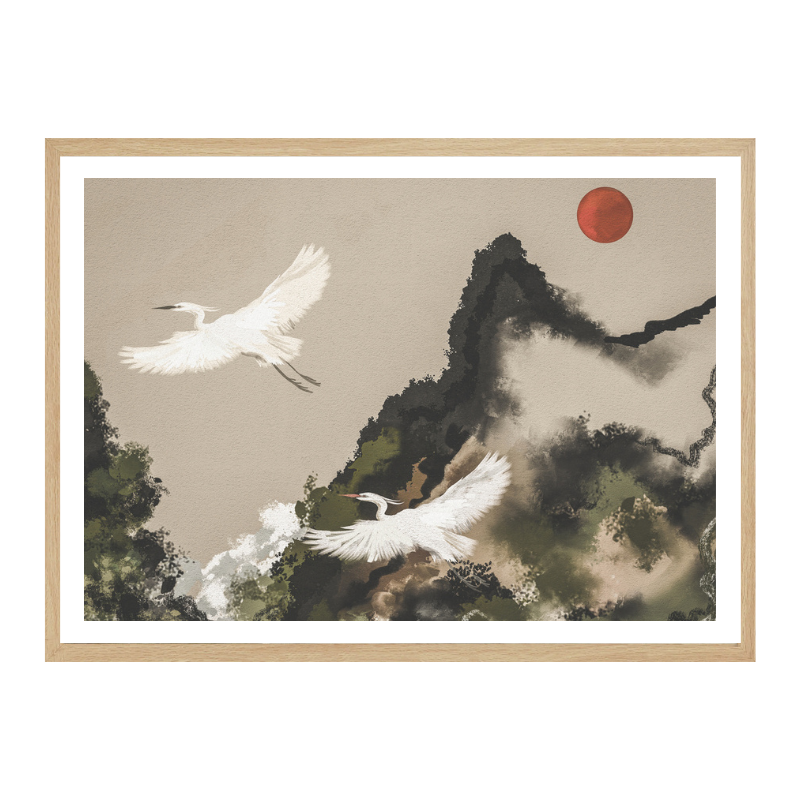 Cuadro "Red Sun Egret Flight"