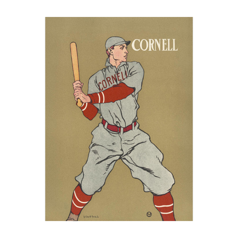 Vintage Drawing of a Baseball Player Holding a Bat Art Print