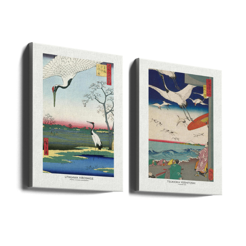 Set de cuadros "Cranes Over Water"