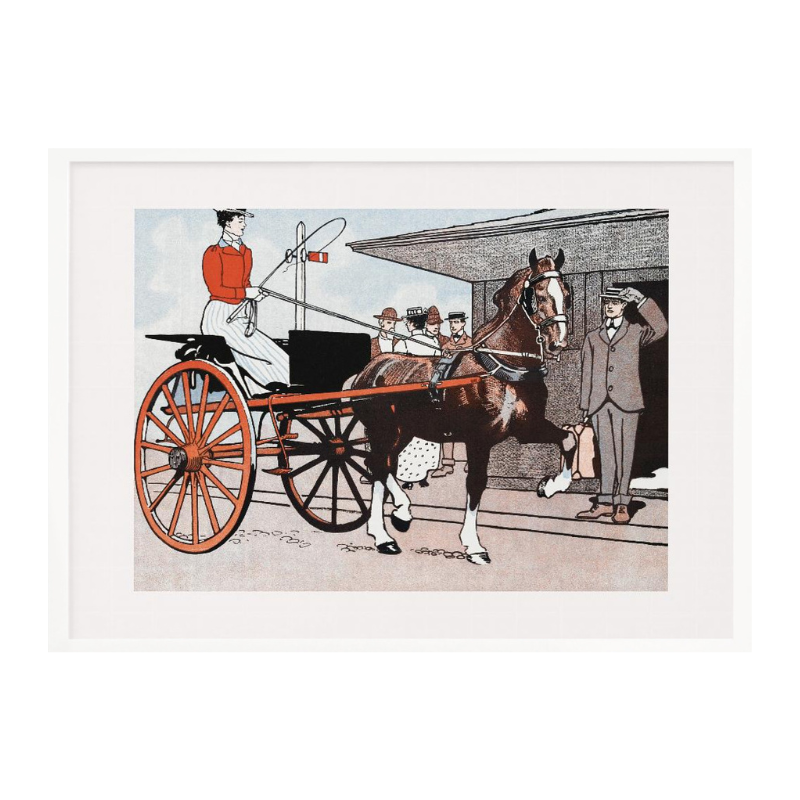 Woman In a Horse Carriage Art Print