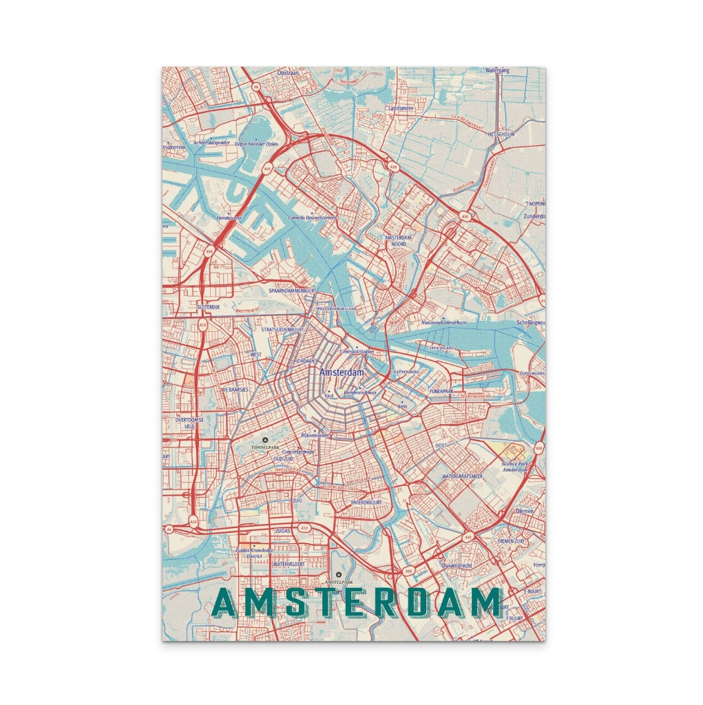 Retro Map Amsterdam Art Print