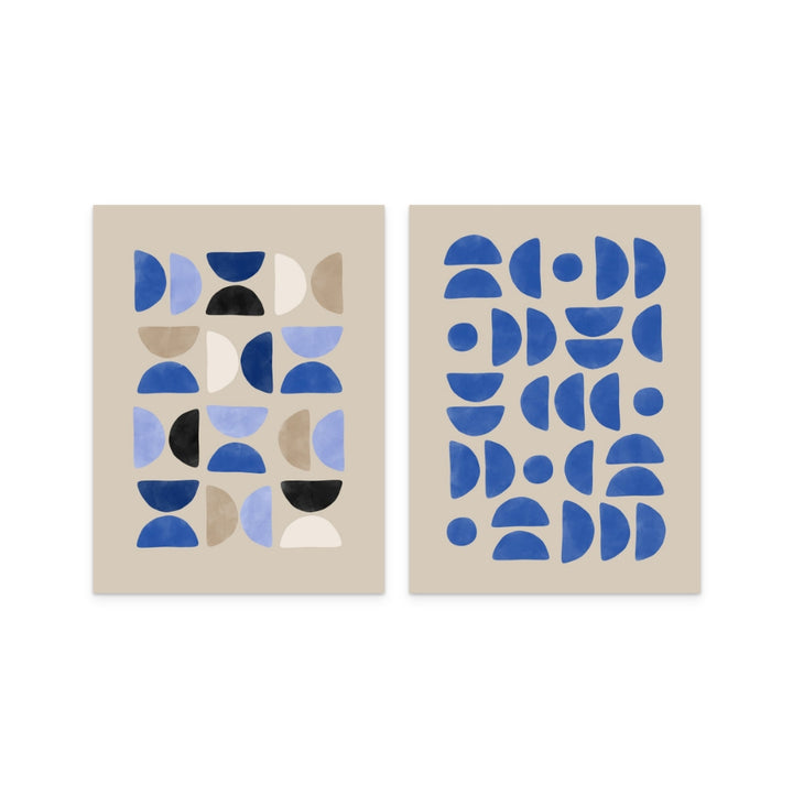Set "Blue geometric pattern" + "Blue geometric pattern 2" Art Prints