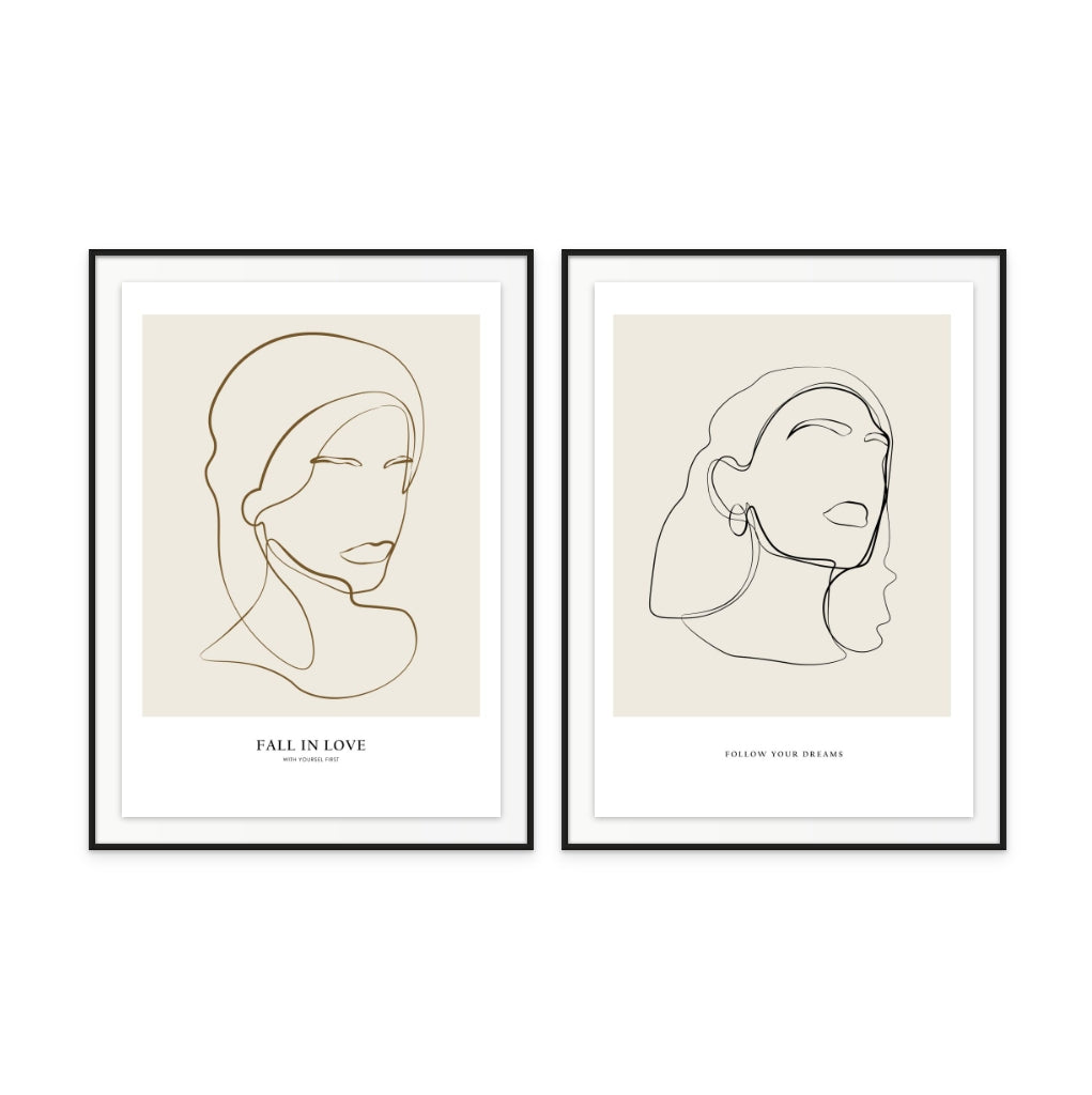 Set "Woman portrait" + "Minimalist Line" Art Prints