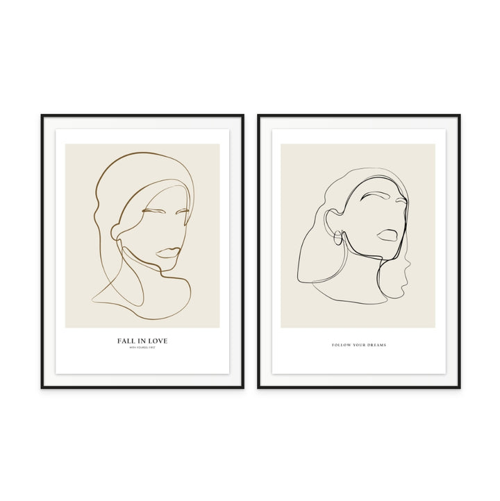 Set "Woman portrait" + "Minimalist Line" Art Prints