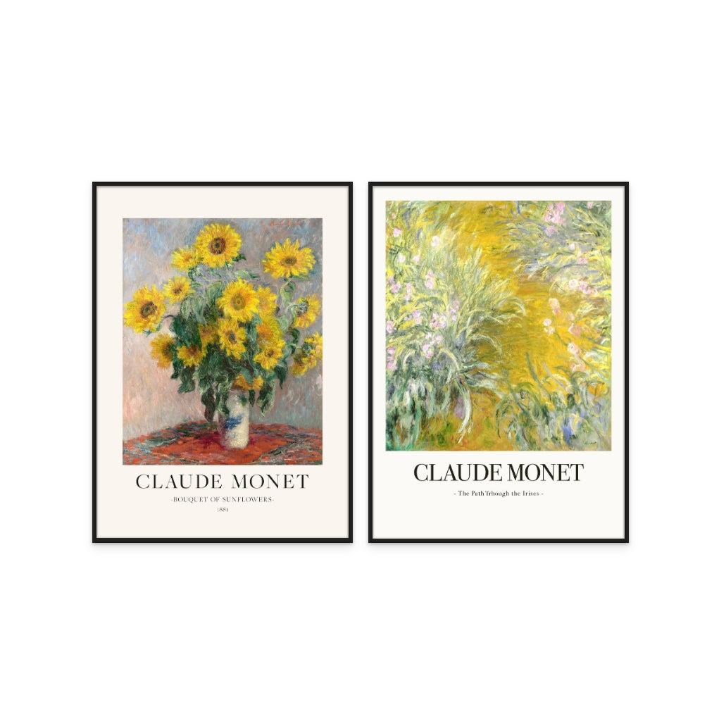 Set "Bouquet Of Sunflowers" + "The Path Through The Irises" Art Prints