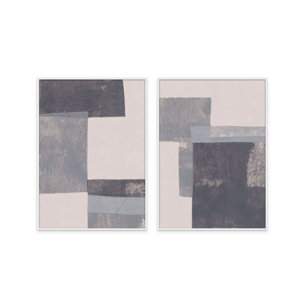 Set "Gray Blocks #1" + "Gray Blocks #2" Art Prints