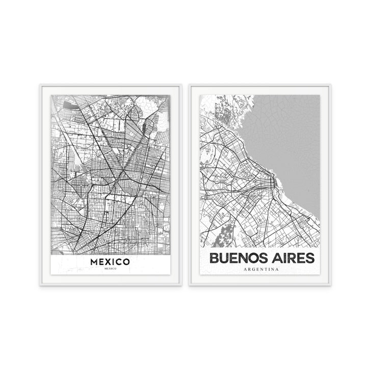 Set "Buenos Aires White" + "Mexico" Art Prints