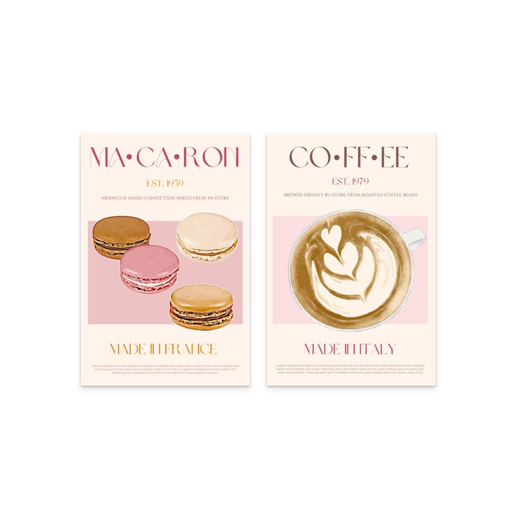 Set "Macaron Print" + "Coffee Print" Art Prints