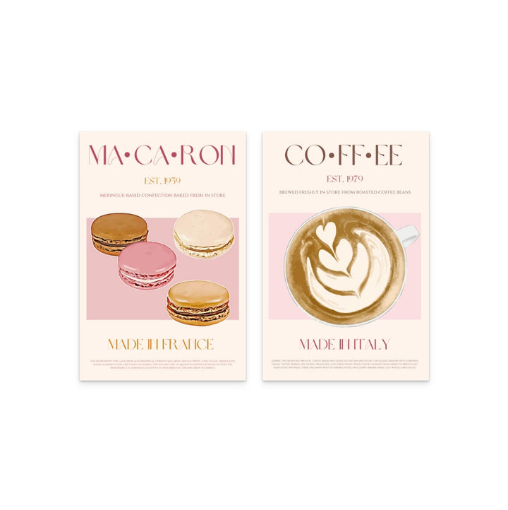 Set "Macaron + Coffee" Art Prints