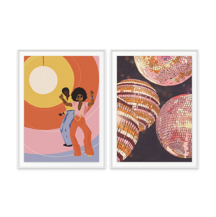 Set "Yes Sir I Can Boogie" + "Disco Balls" Art Prints